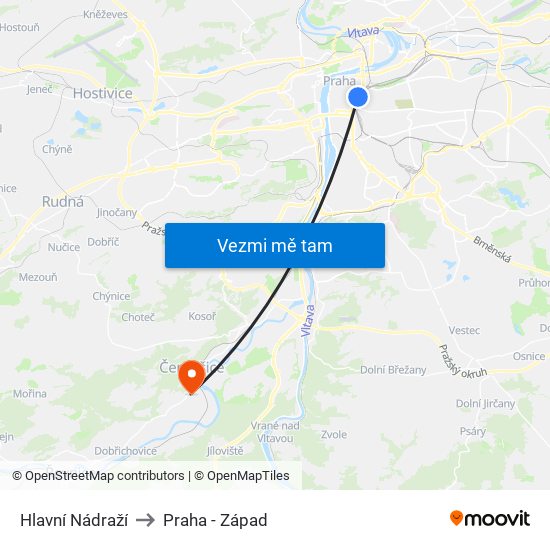 Hlavní Nádraží to Praha - Západ map