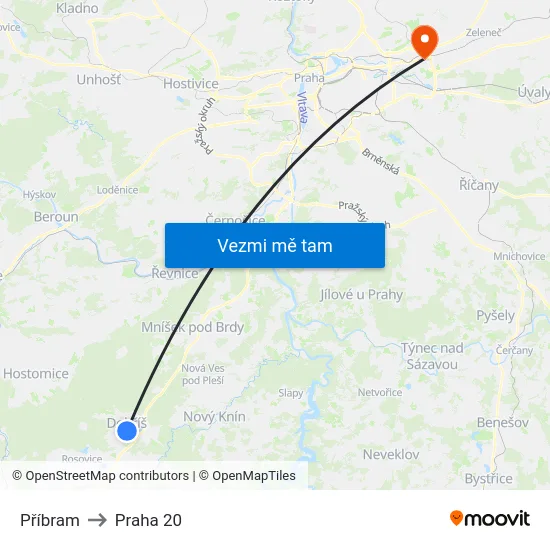 Příbram to Praha 20 map