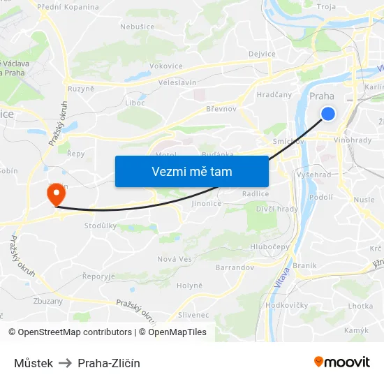 Můstek to Praha-Zličín map