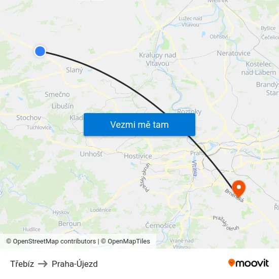 Třebíz to Praha-Újezd map