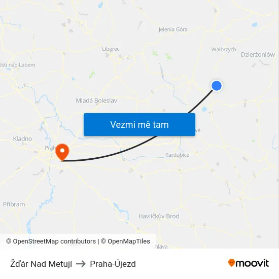 Žďár Nad Metují to Praha-Újezd map