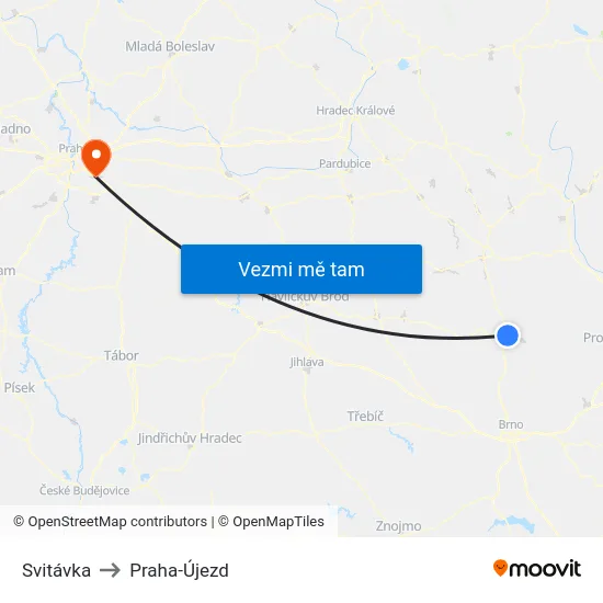 Svitávka to Praha-Újezd map