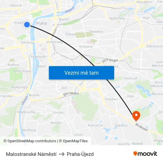 Malostranské Náměstí to Praha-Újezd map