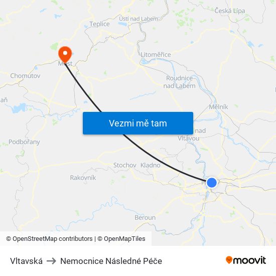 Vltavská to Nemocnice Následné Péče map