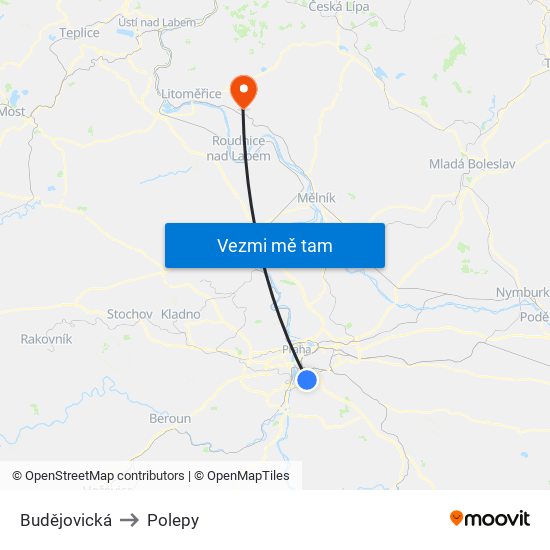 Budějovická to Polepy map