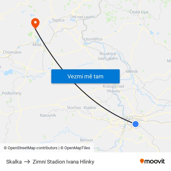 Skalka to Zimní Stadion Ivana Hlinky map