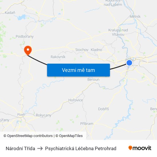 Národní Třída to Psychiatrická Léčebna Petrohrad map