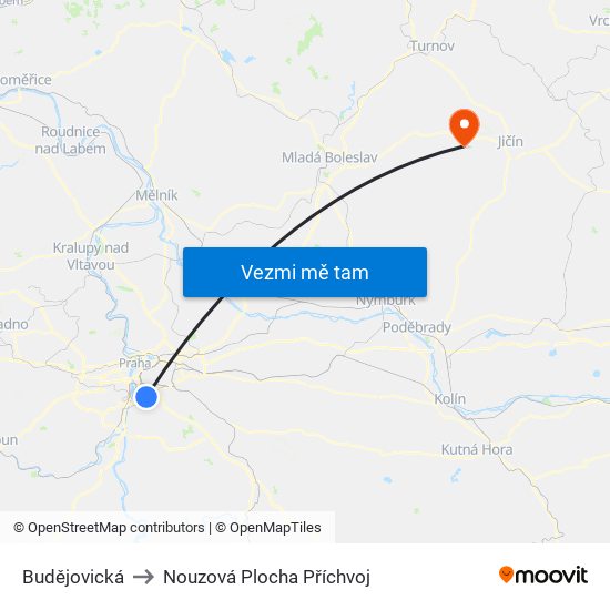 Budějovická to Nouzová Plocha Příchvoj map