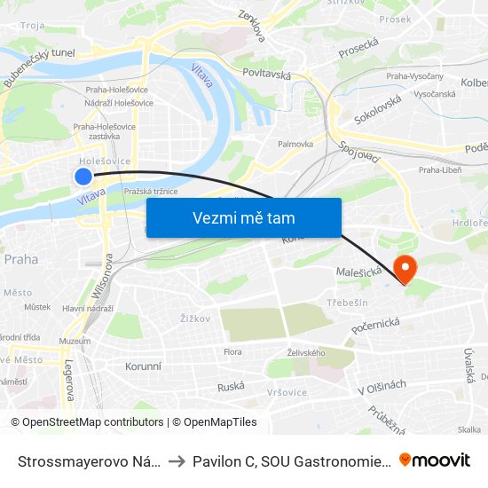 Strossmayerovo Náměstí to Pavilon C, SOU Gastronomie U Krbu map