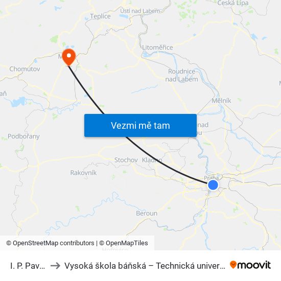 I. P. Pavlova to Vysoká škola báňská – Technická univerzita Ostrava map