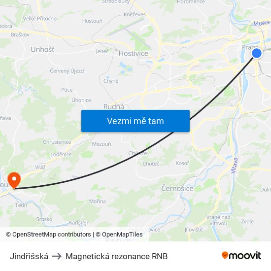 Jindřišská to Magnetická rezonance RNB map