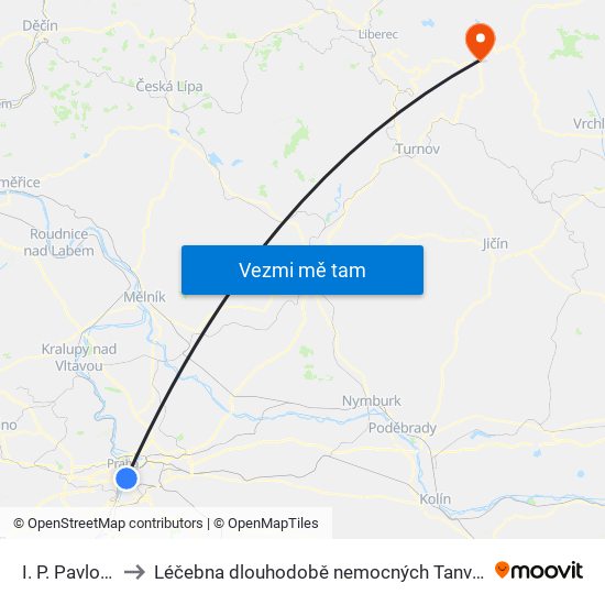 I. P. Pavlova to Léčebna dlouhodobě nemocných Tanvald map