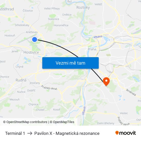 Terminál 1 to Pavilon X - Magnetická rezonance map