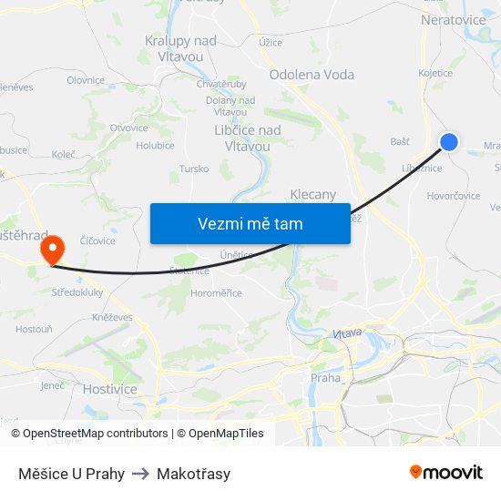 Měšice U Prahy to Makotřasy map