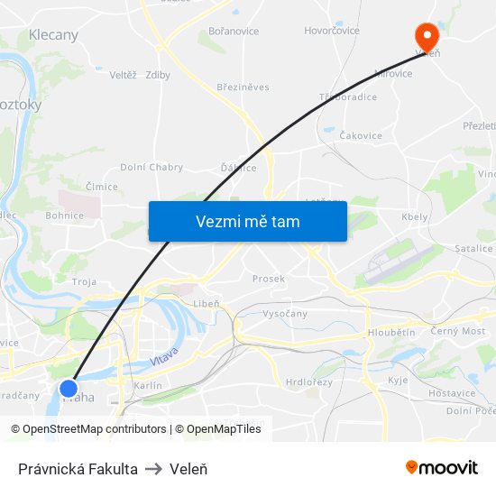 Právnická Fakulta to Veleň map