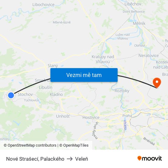 Nové Strašecí, Palackého to Veleň map