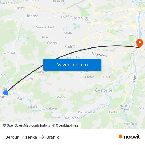 Beroun, Plzeňka to Braník map