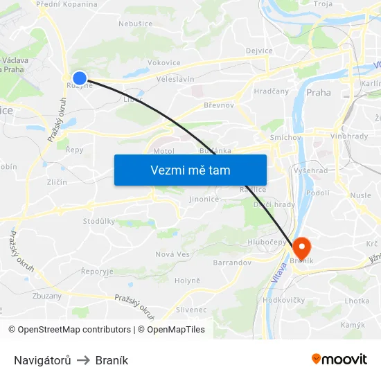 Navigátorů to Braník map