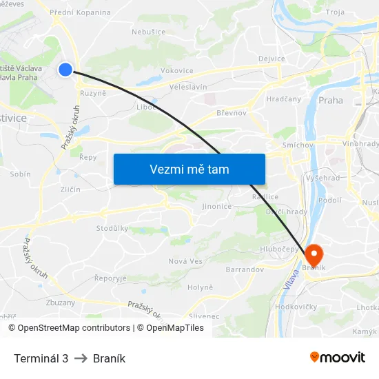 Terminál 3 to Braník map
