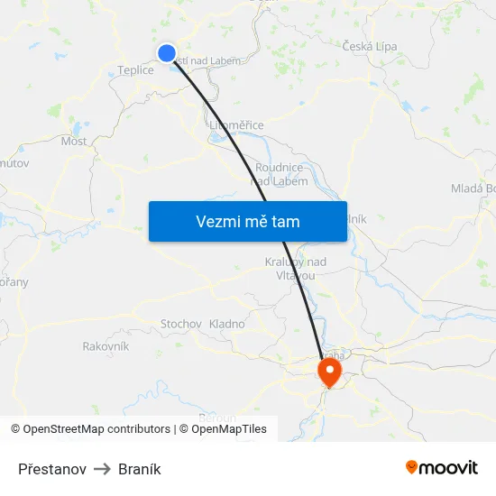 Přestanov to Braník map