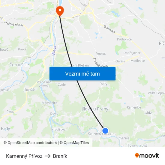 Kamenný Přívoz to Braník map