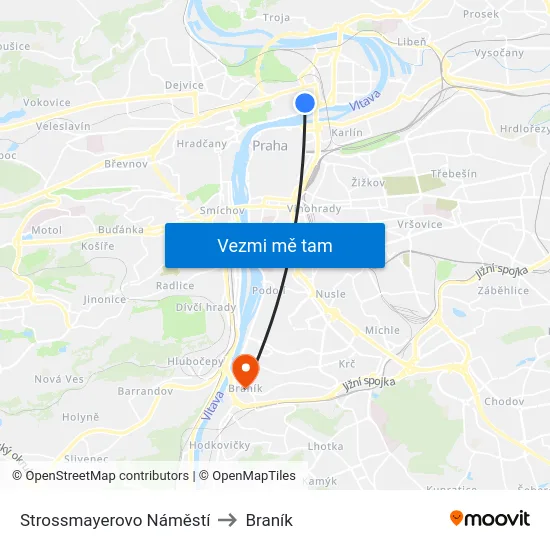 Strossmayerovo Náměstí to Braník map