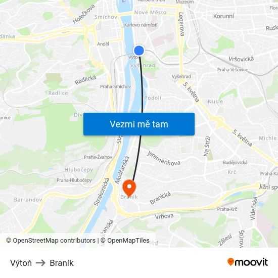 Výtoň to Braník map