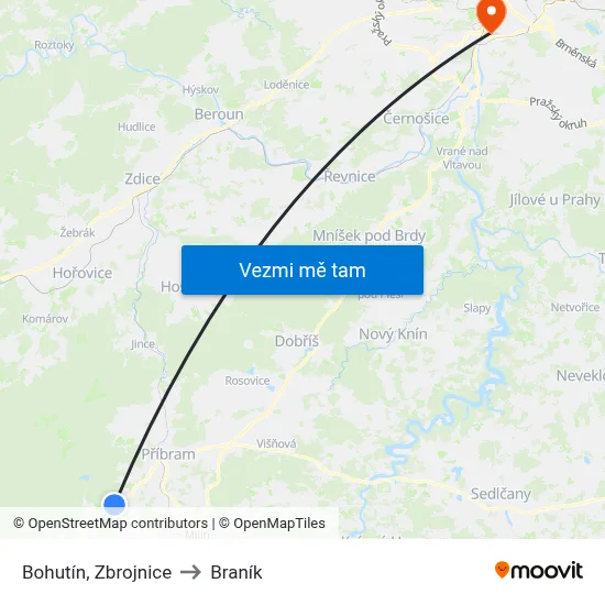 Bohutín, Zbrojnice to Braník map