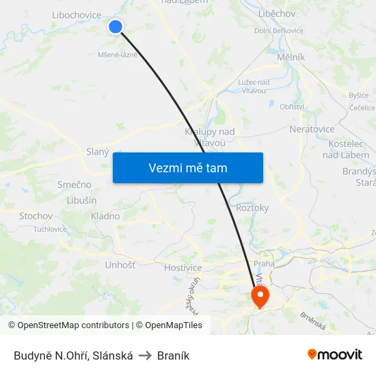 Budyně N.Ohří, Slánská to Braník map