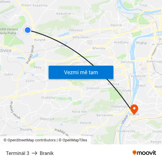 Terminál 3 to Braník map