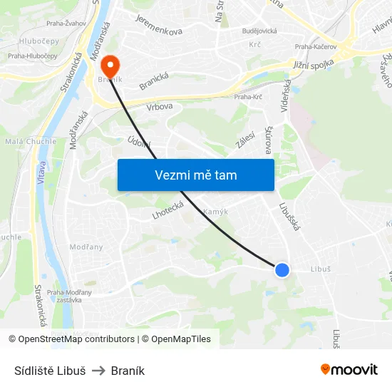Sídliště Libuš to Braník map
