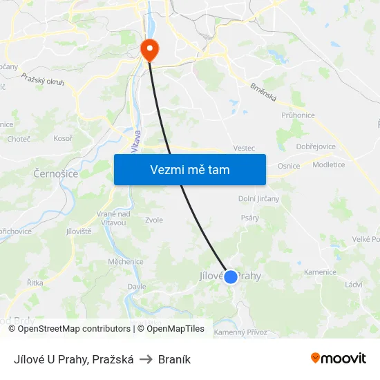 Jílové U Prahy, Pražská to Braník map