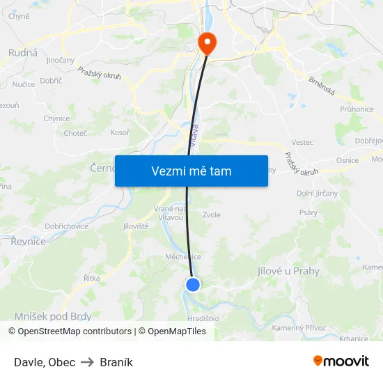 Davle, Obec to Braník map