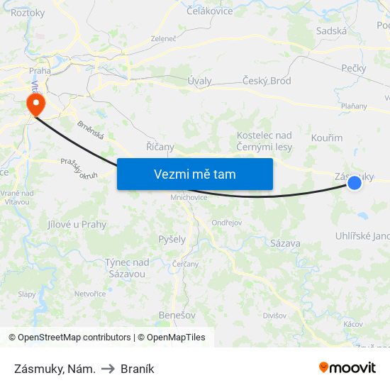 Zásmuky, Nám. to Braník map