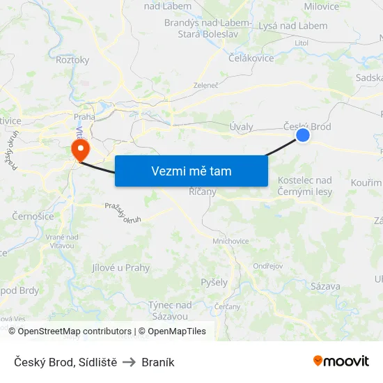 Český Brod, Sídliště to Braník map