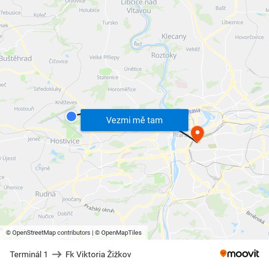 Terminál 1 to Fk Viktoria Žižkov map