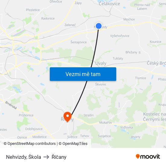 Nehvizdy, Škola to Říčany map