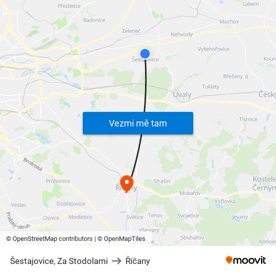 Šestajovice, Za Stodolami to Říčany map