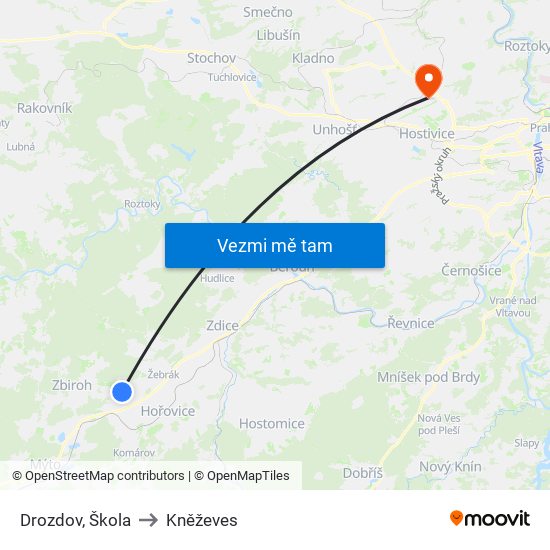 Drozdov, Škola to Kněževes map