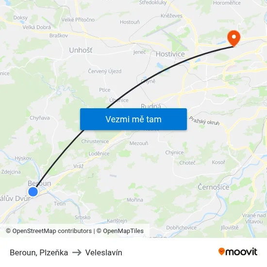 Beroun, Plzeňka to Veleslavín map