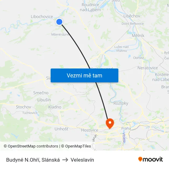 Budyně N.Ohří, Slánská to Veleslavín map