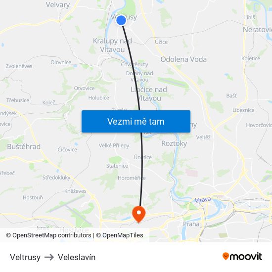 Veltrusy (A) to Veleslavín map