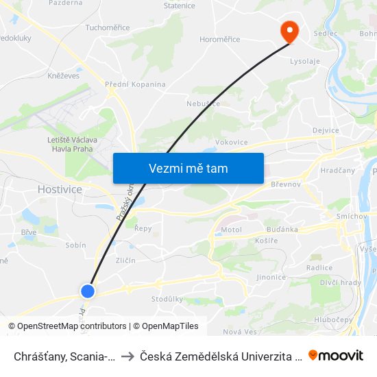 Chrášťany, Scania-Label to Česká Zemědělská Univerzita V Praze map