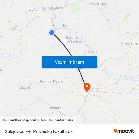 Sulejovice to Právnická Fakulta Uk map