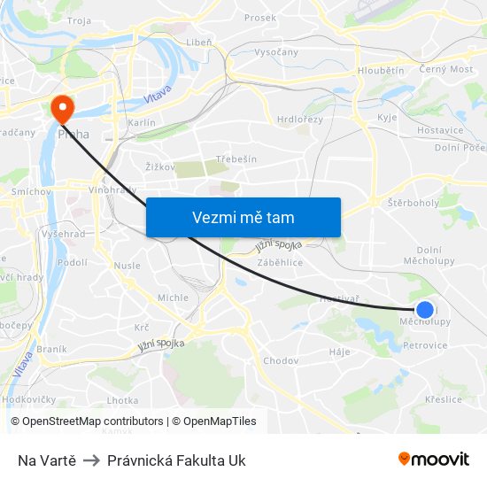 Na Vartě to Právnická Fakulta Uk map