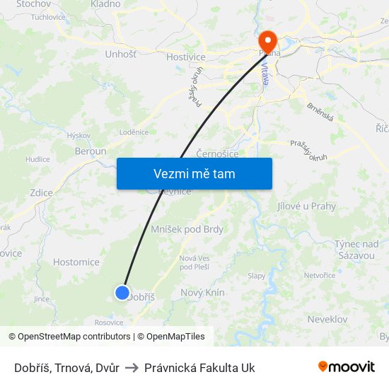 Dobříš, Trnová, Dvůr (2) to Právnická Fakulta Uk map