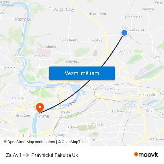 Za Avií to Právnická Fakulta Uk map