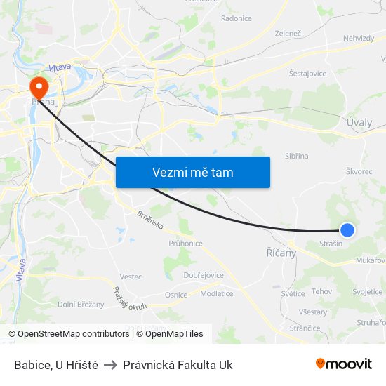 Babice, U Hřiště to Právnická Fakulta Uk map