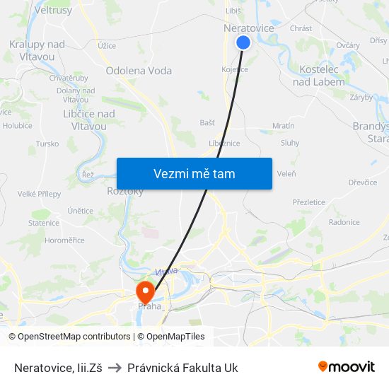 Neratovice, Iii.Zš to Právnická Fakulta Uk map