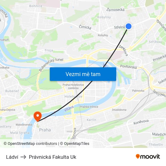 Ládví to Právnická Fakulta Uk map
